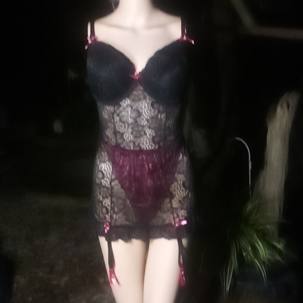 Women's "Dream Girl" 2 PC. Black/pink sexy nighty